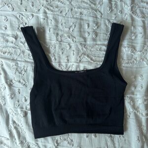 Zara Black Ribbed XS Crop Top